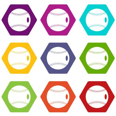 Renk altı yüzlü beyzbol topu Icon set
