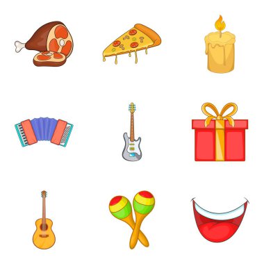 İtalyan akşam simgeler ayarla, tarzı çizgi film