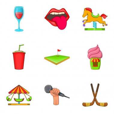 Şarkı Icons set, karikatür tarzı