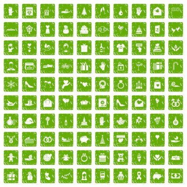 Yeşil grunge 100 Hediye Icons set