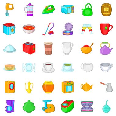 Ev Icons set, karikatür tarzı
