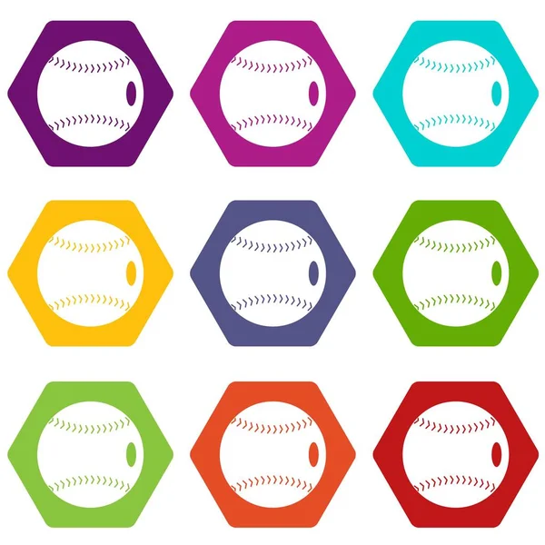 Μπάλα του μπέιζμπολ ορίσει χρώμα hexahedron — Διανυσματικό Αρχείο