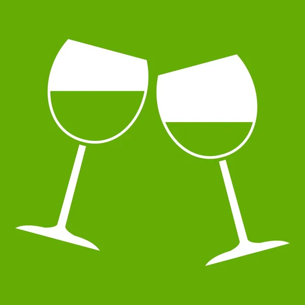 Два бокала вина икона зеленый — стоковый вектор