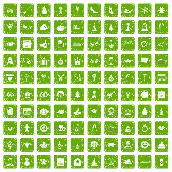 100 tatil simgeler grunge yeşil ayarla