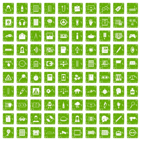 100 bilgi simgeleri grunge yeşil ayarla