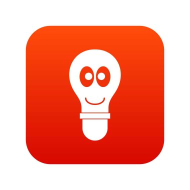 Göz simgesi dijital kırmızı ile gülümseyen ampul