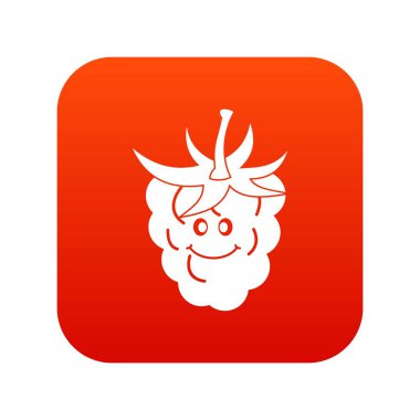 Olgun taze gülümseyen ahududu simgesi dijital kırmızı