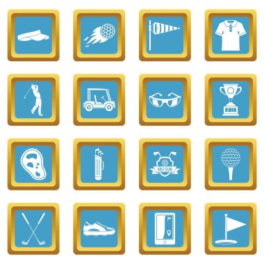 Golf öğeleri simgeler gök mavisi