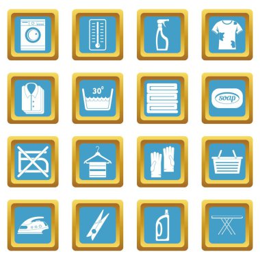 Çamaşırhane simgeler gök mavisi