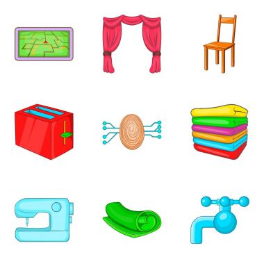 Tuvalet Icons set, karikatür tarzı