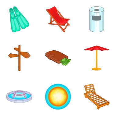 Havuzu Icons set, karikatür tarzı
