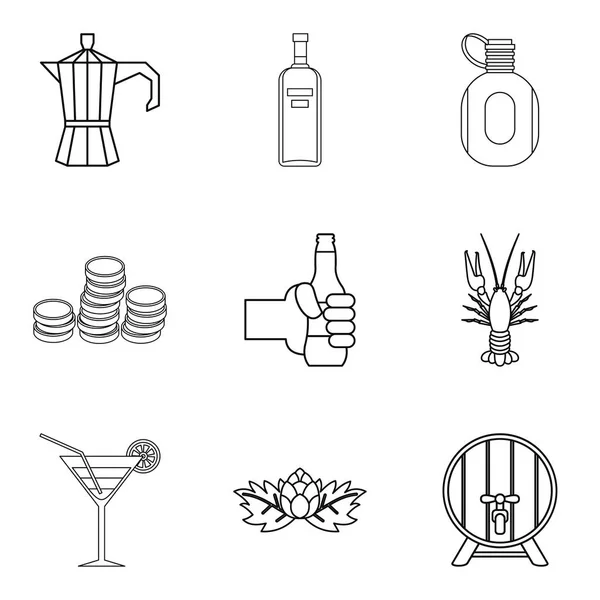 Martini icons set, outline style — Stock Vector