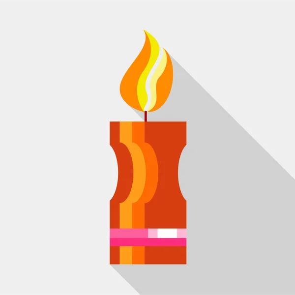 Brown candle icon, flat style — Stock Vector