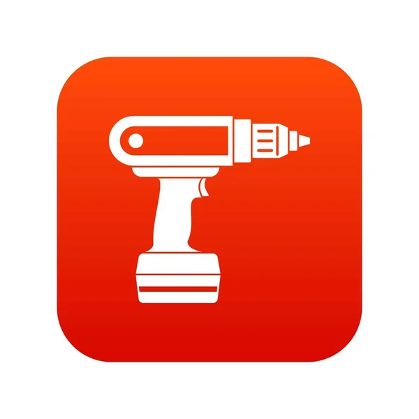 Icono de taladro destornillador eléctrico rojo digital — Archivo Imágenes Vectoriales