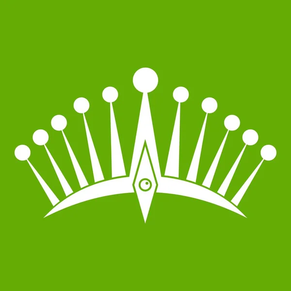 A crown nagy, zöld ikon — Stock Vector