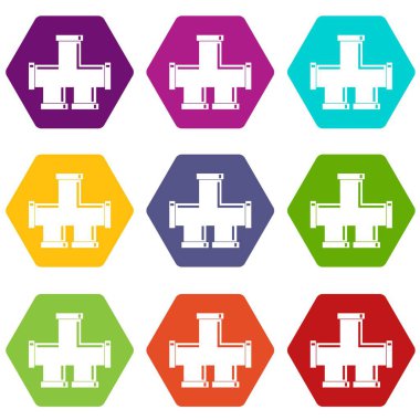 Drenaj sistemi simgesi ayarla renk altı yüzlü