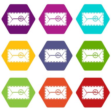 Posta zarf bir damga simgesi ile renk altı yüzlü ayarla