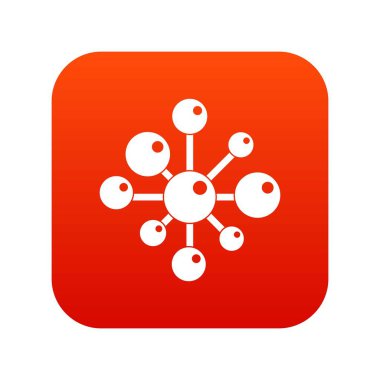 Kimyasal ve fiziksel molekülleri simgesi dijital kırmızı