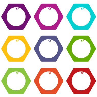 Renk altı yüzlü mandalina Icon set