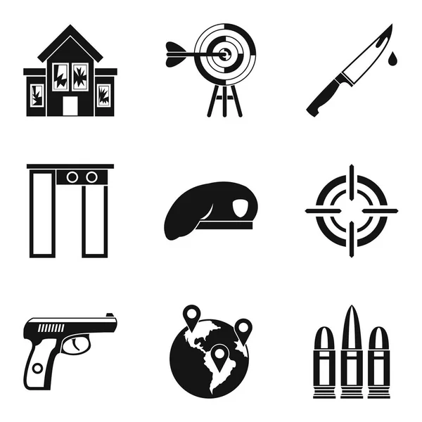 Conjunto de iconos de Mobster, estilo simple — Vector de stock