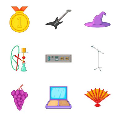 Müzik parti simge seti, karikatür tarzı