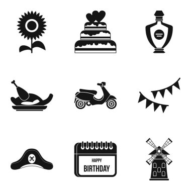 Kulübeye Icons set, basit tarzı