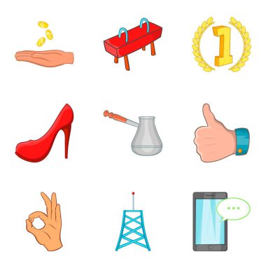 Simge seti, karikatür tarzı koçluk spor