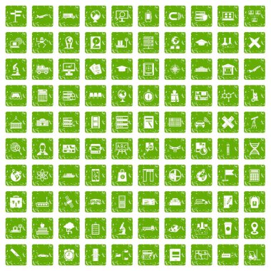 100 dünya simgeleri grunge yeşil ayarla