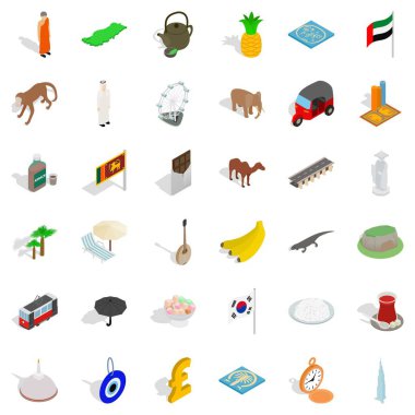 Asya Icons set, izometrik tarzı