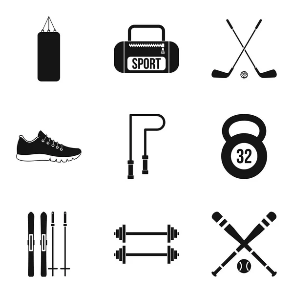 Winter sport iconen set, eenvoudige stijl — Stockvector