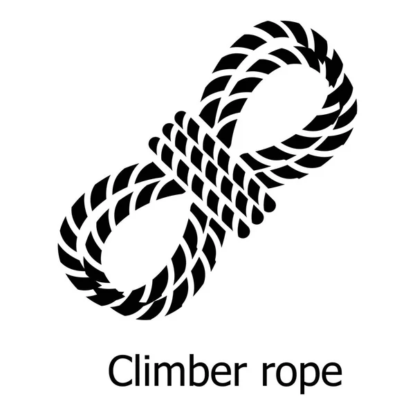 Ícone de corda de alpinista, estilo preto simples — Vetor de Stock