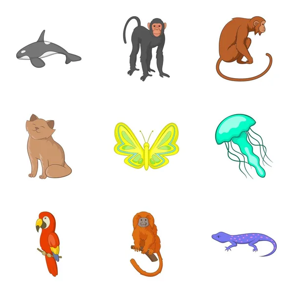 İyi hayvan Icons set, karikatür tarzı — Stok Vektör