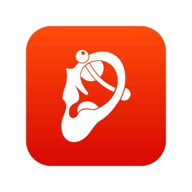 Piercing ile insan kulağının simgesi dijital kırmızı