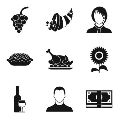 Parti Icons set, basit tarzı