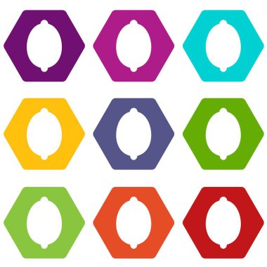 Renk altı yüzlü limon Icon set