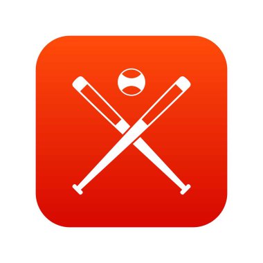 Çapraz beyzbol sopaları ve topu simgesini dijital kırmızı