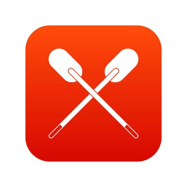 İki ahşap çapraz kürek simgesi dijital kırmızı