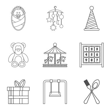 Sokak kutlama Icons set, anahat stili