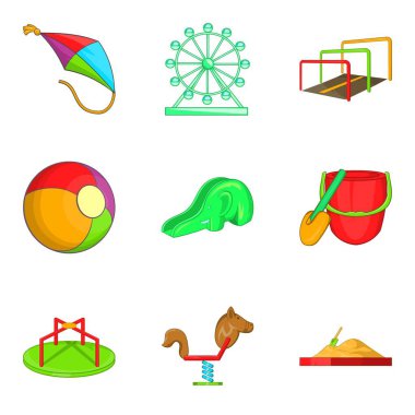 Dönme dolap Icons set, karikatür tarzı