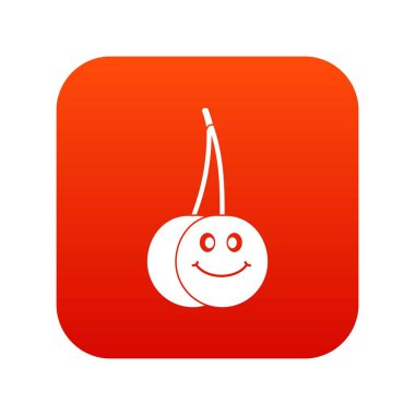 Olgun gülümseyen kiraz simgesi dijital kırmızı