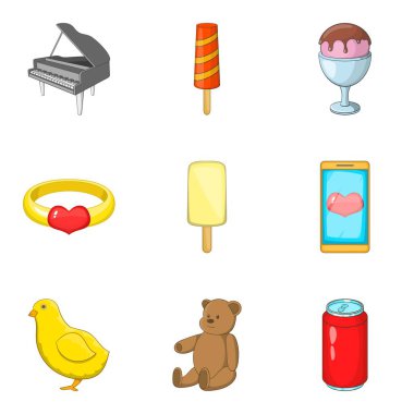 Icons set, karikatür tarzı eğlendirmek