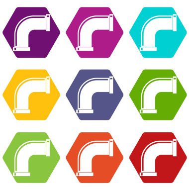 Renk altı yüzlü nargile Icon set