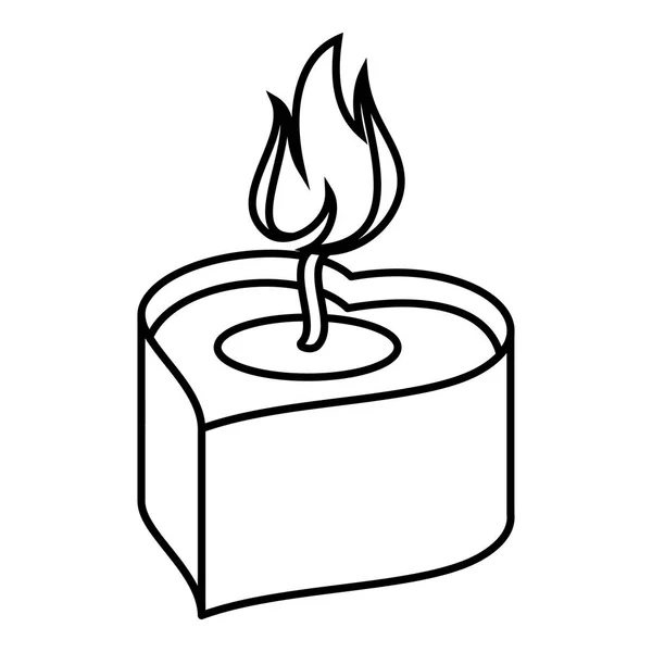 Heart candle icon, outline style — Stock Vector