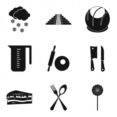 Mutfak iş Icon set, basit tarzı