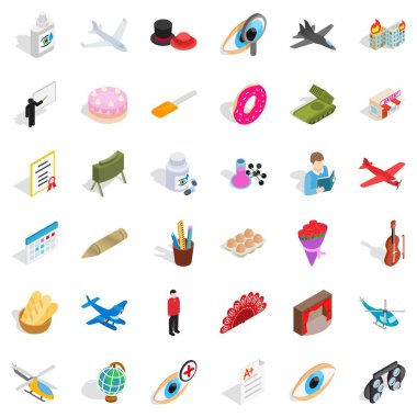 Eğilim Icons set, izometrik stili