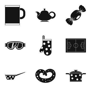 Çay zaman simge seti, basit tarzı