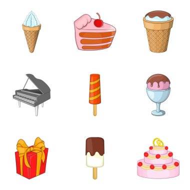 Tatlı hediye Icons set, karikatür tarzı