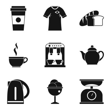 Kahve barı simge seti, basit tarzı