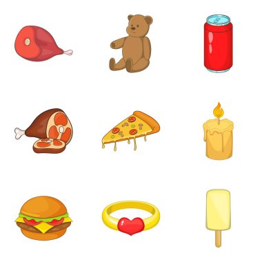 En iyi çocuk Icons set, karikatür tarzı parti