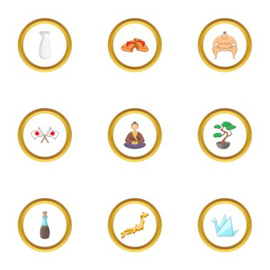 Tokio Icons set, karikatür tarzı